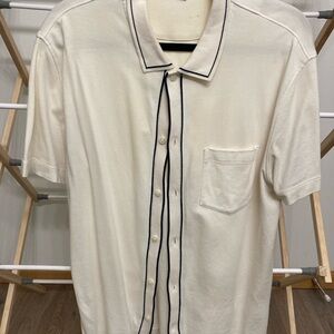 Banana Republic Men's Cream Polo with Black Accents